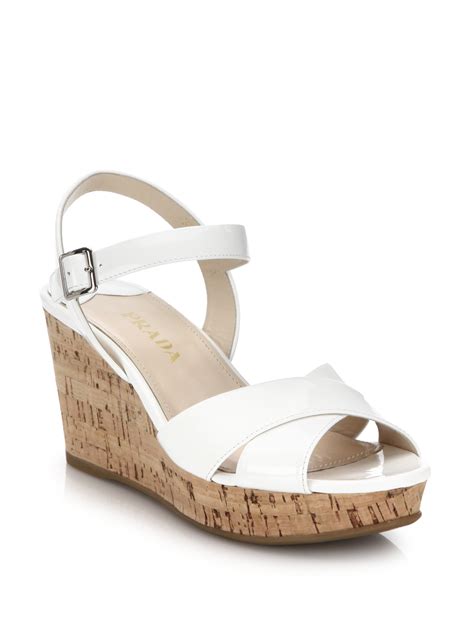 prada white wedge sandals